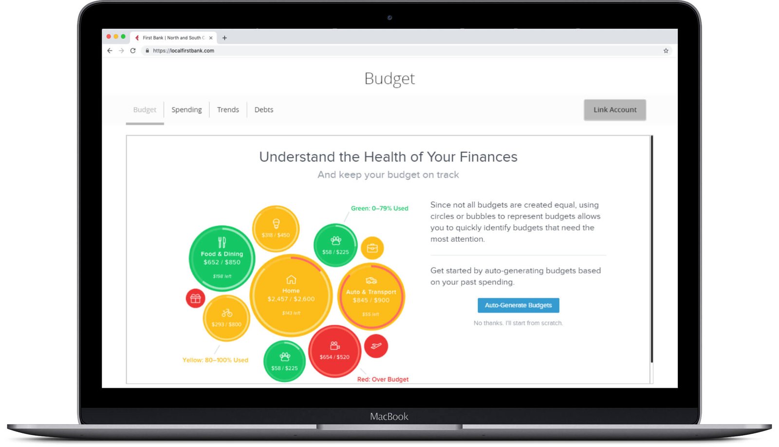 laptop showing mymoney budget screen